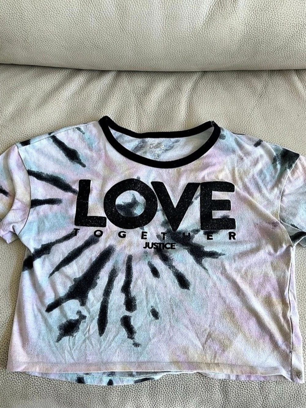 Justice Girls Love Together Tie Dye Graphic T-Shirt Girls Small 7/8